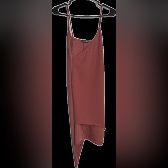 Vintage desert orange spaghetti strap top asymmetric fit ruffled back MIND CODE! - Picture 6 of 15